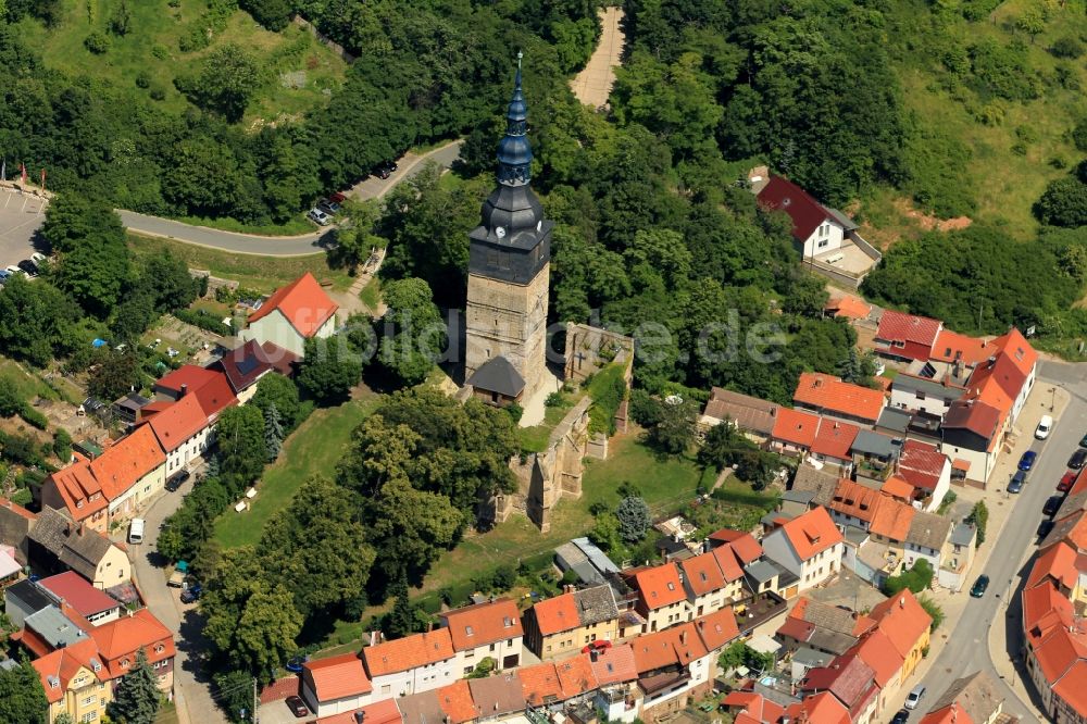 Bad Frankenhausen/Kyffhäuser aus der Vogelperspektive: Schiefer Turm von Bad Frankenhausen im Bundesland Thüringen