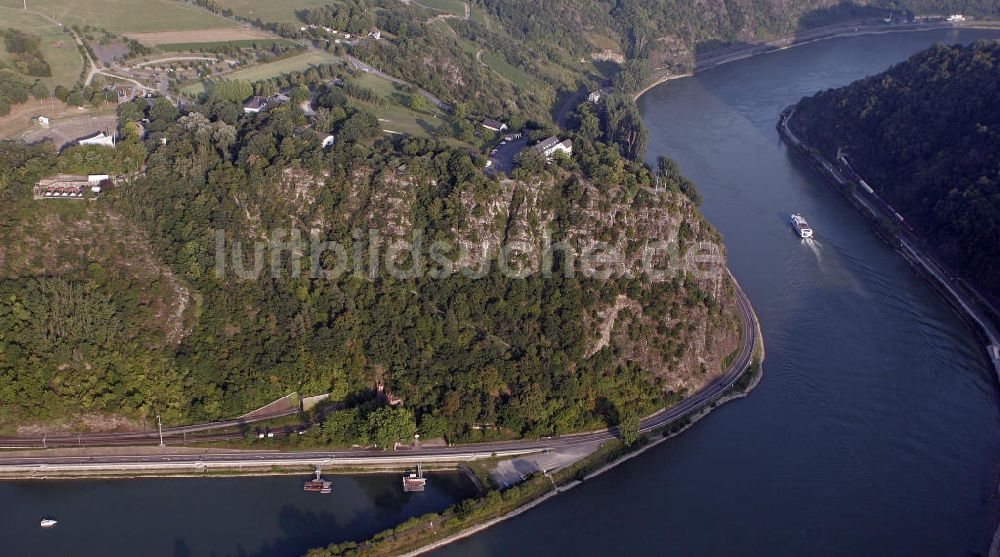 Sankt Goarshausen aus der Vogelperspektive: Schieferfelsen Loreley