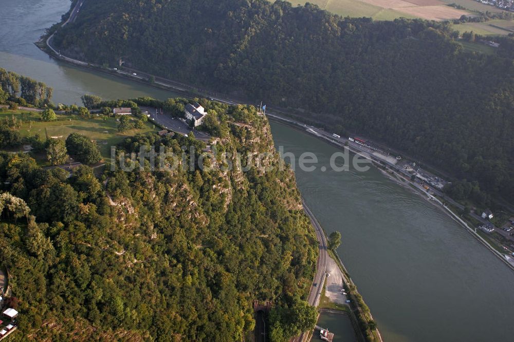 Luftbild Sankt Goarshausen - Schieferfelsen Loreley