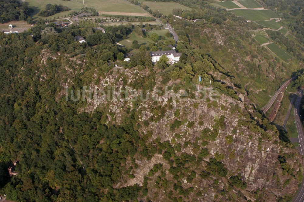 Sankt Goarshausen von oben - Schieferfelsen Loreley