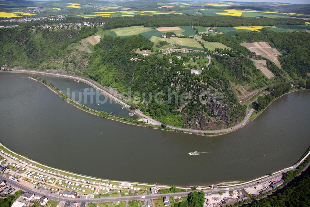 Luftbild Sankt Goarshausen - Schieferfelsen Loreley bei Sankt Goarshausen im Bundesland Rheinland-Pfalz