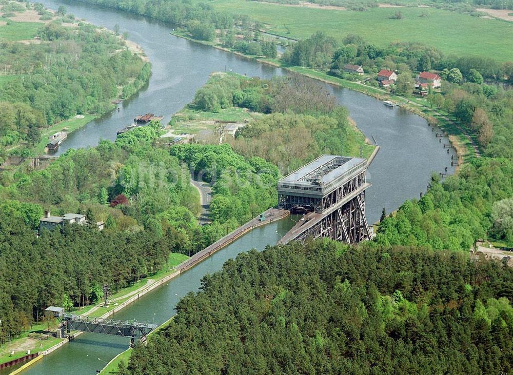 Finow / Brandenburg von oben - Schiffshebewerk Niederfinow.