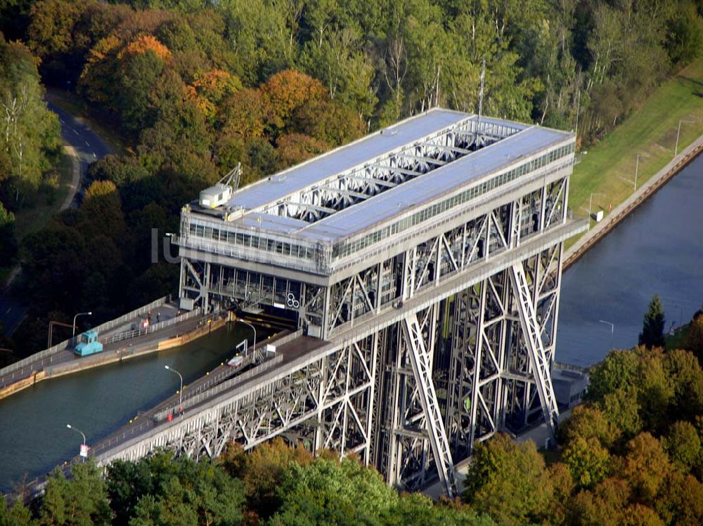 Finow/ Brandenburg von oben - Schiffshebewerk Niederfinow.