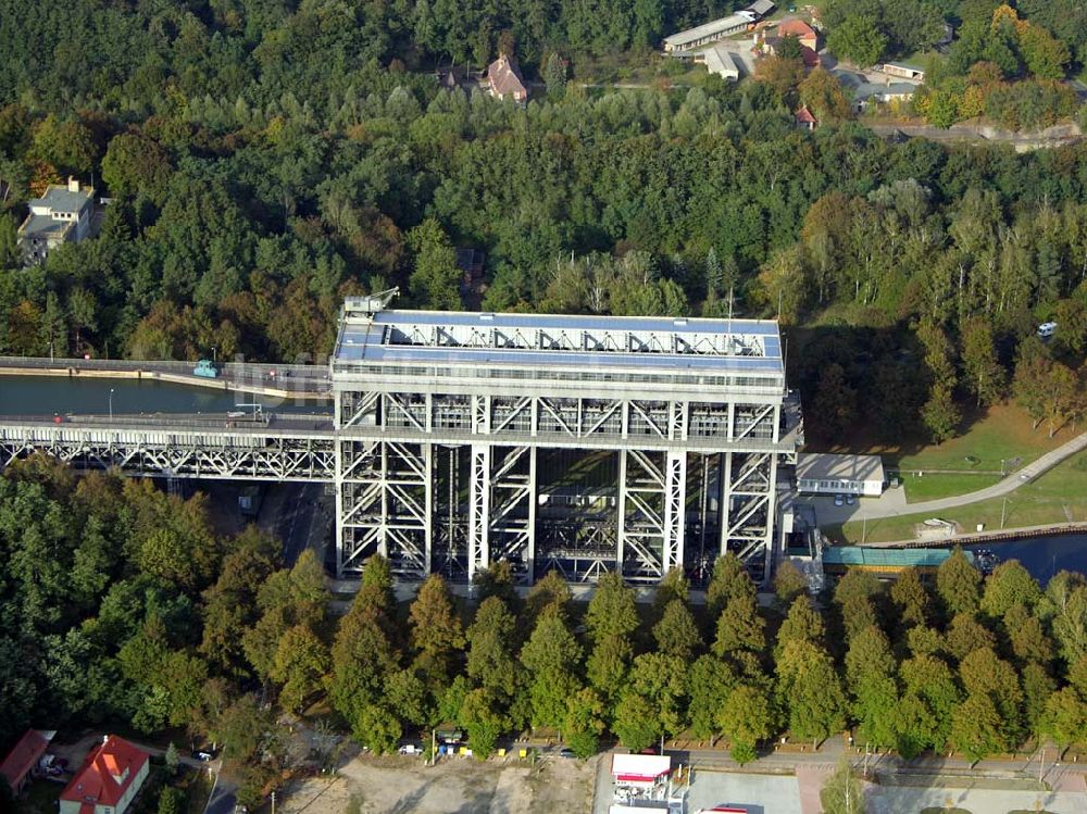 Luftaufnahme Finow/ Brandenburg - Schiffshebewerk Niederfinow.