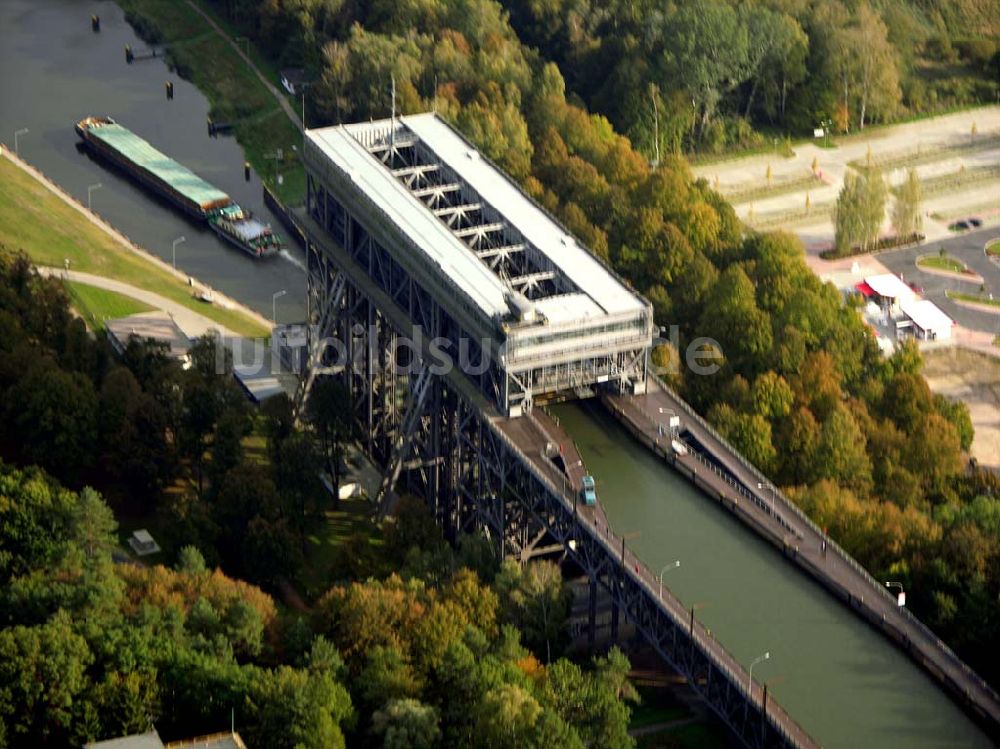 Finow/ Brandenburg von oben - Schiffshebewerk Niederfinow.