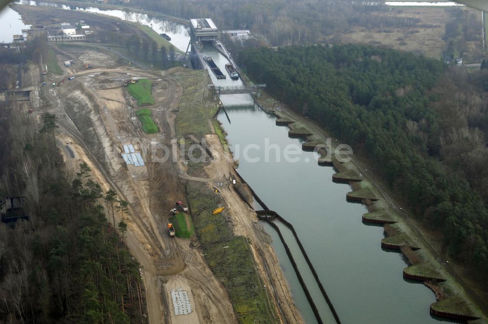 Luftbild Niederfinow - Schiffshebewerk Niederfinow mit Erweiterungsbaustelle und Neubaufläche