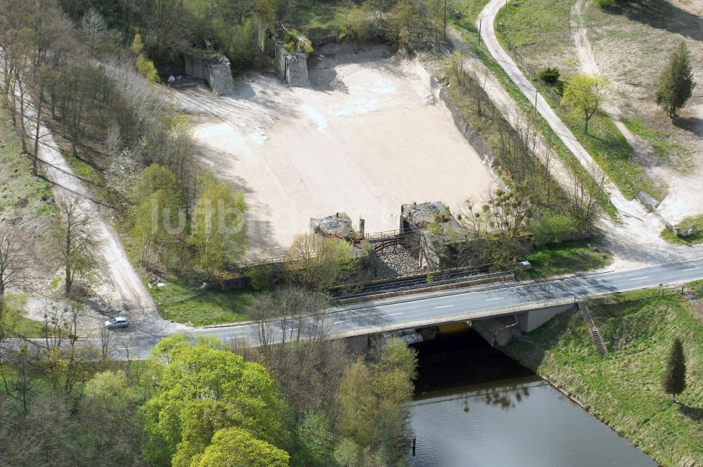 Luftaufnahme Niederfinow - Schiffshebewerk Niederfinow mit Neubaufläche