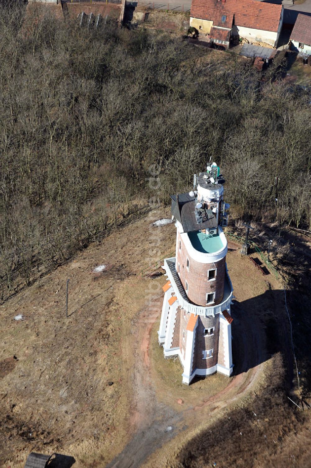 Luftbild Kryry / Kriegern - Schiller Aussichtsturm in Tschechien