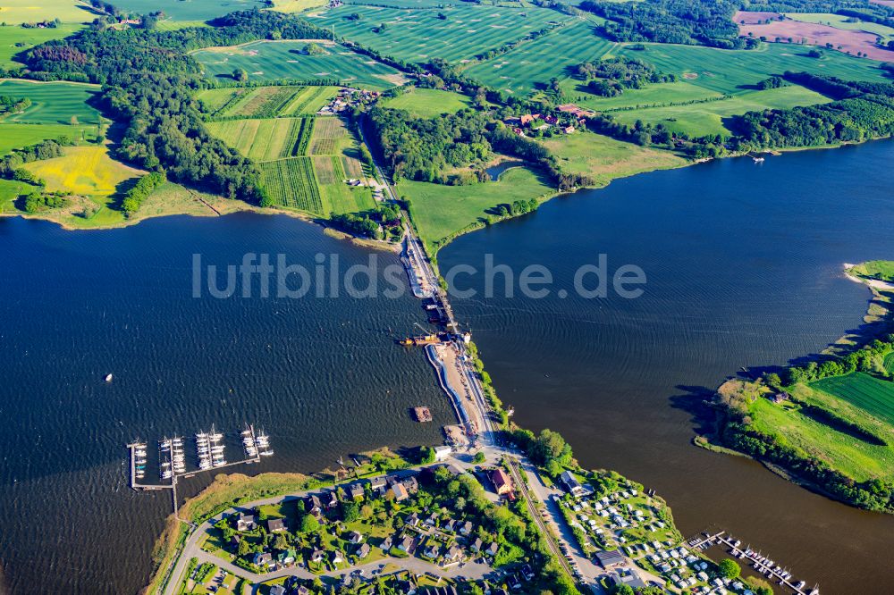 Luftbild Boren - Schlei Brücken Baustelle Lindaunis in Boren im Bundesland Schleswig-Holstein, Deutschland