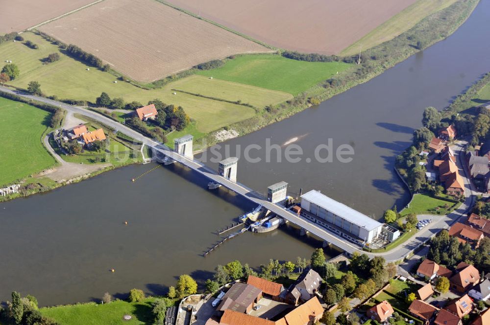 Drakenburg von oben - Schleuse Drakenburg in Niedersachsen