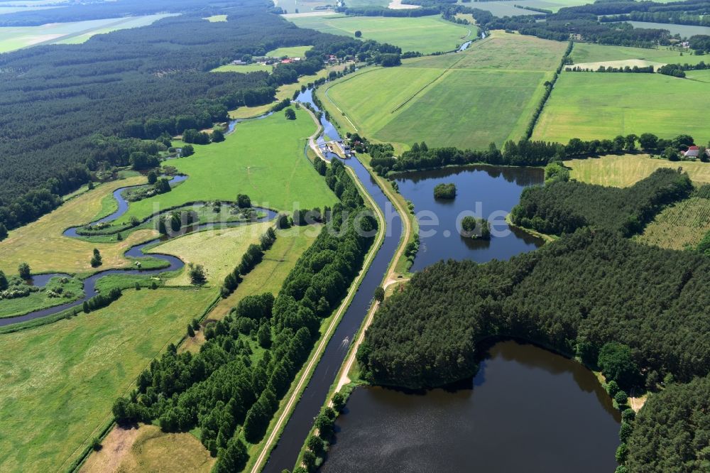 Luftaufnahme Eldena - Schleuse Güritz / Eldena im Bundesland Mecklenburg-Vorpommern