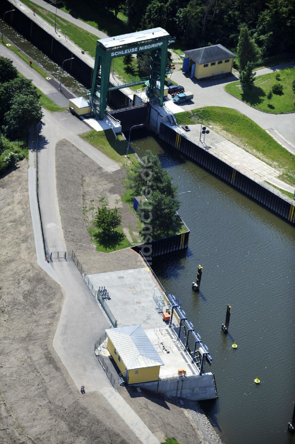 Niegripp aus der Vogelperspektive: Schleuse Niegripp am Wasserstrassenkreuz Magdeburg