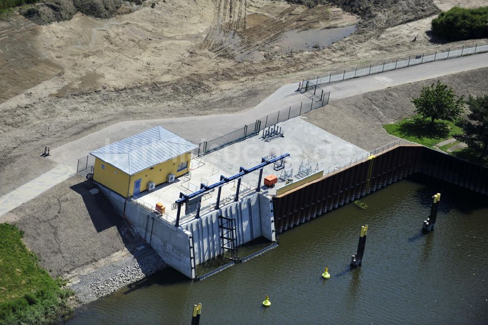 Niegripp von oben - Schleuse Niegripp am Wasserstrassenkreuz Magdeburg