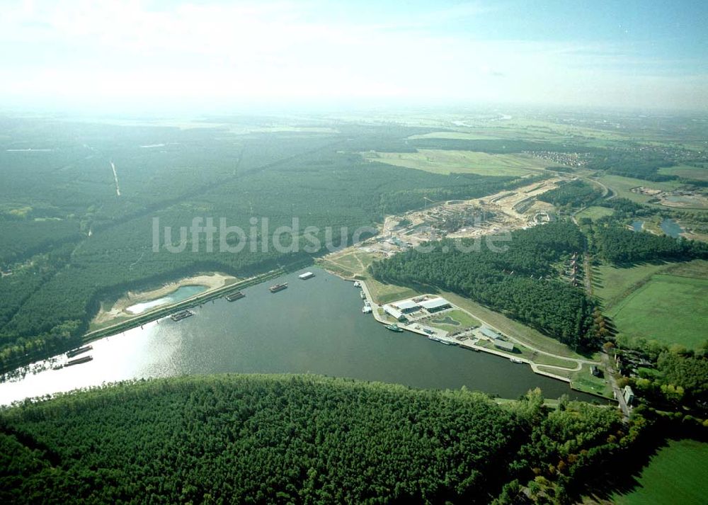 Luftaufnahme Niegripp - Schleuse Niegripp am Wasserstraßenkreuz Magdeburg.