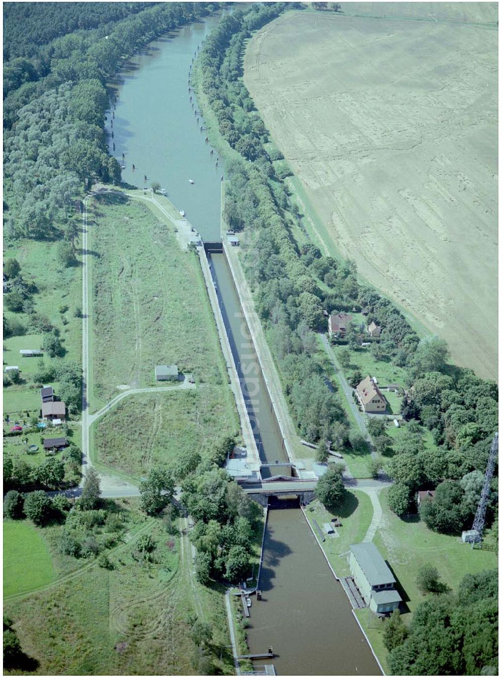 Zerben aus der Vogelperspektive: Schleuse Parey