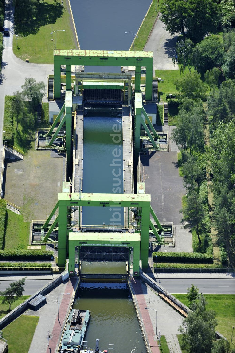 Rothensee aus der Vogelperspektive: Schleuse Rothensee am Wasserstrassenkreuz Magdeburg