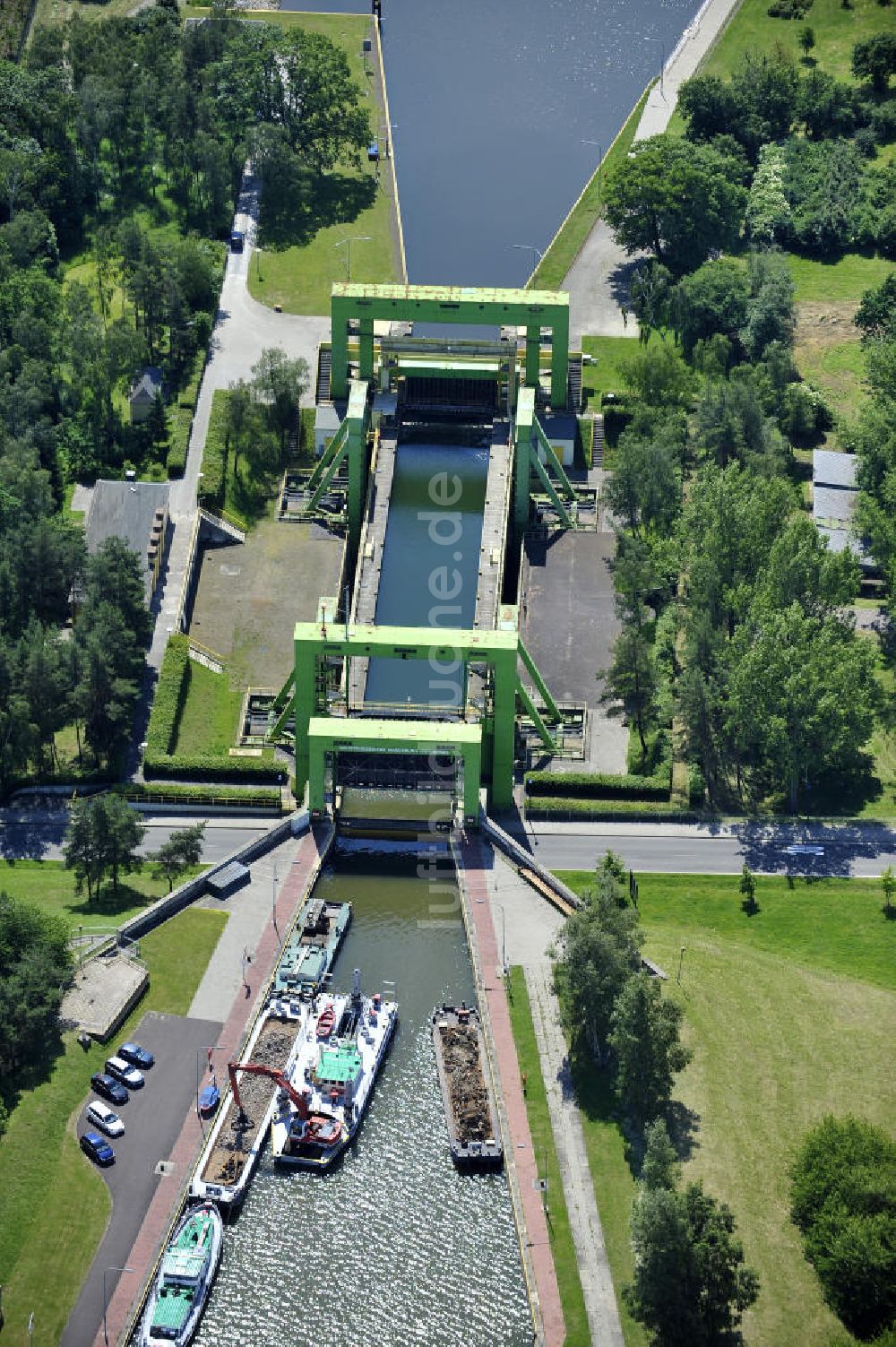 Luftbild Rothensee - Schleuse Rothensee am Wasserstrassenkreuz Magdeburg