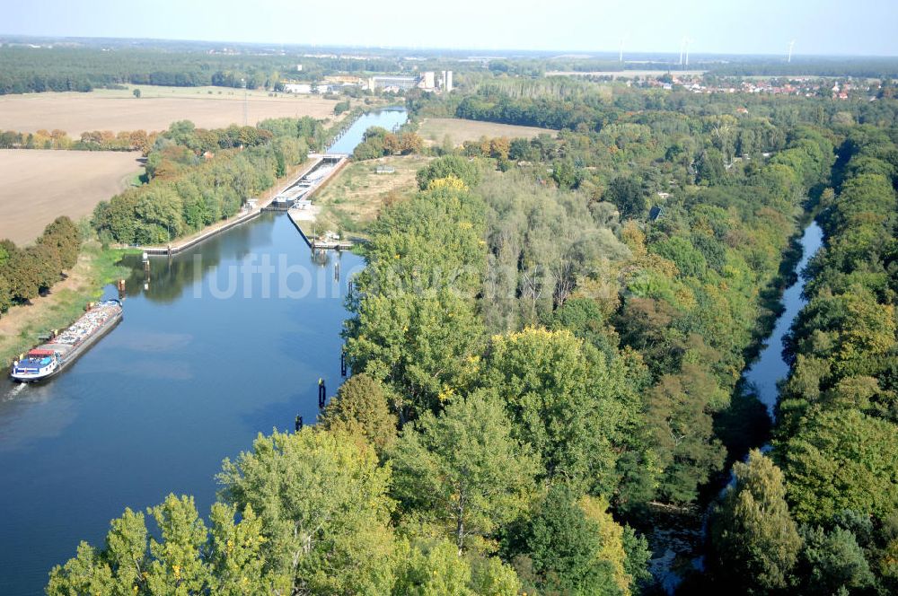 Zerben von oben - Schleuse und Schleusenbrücke Zerben