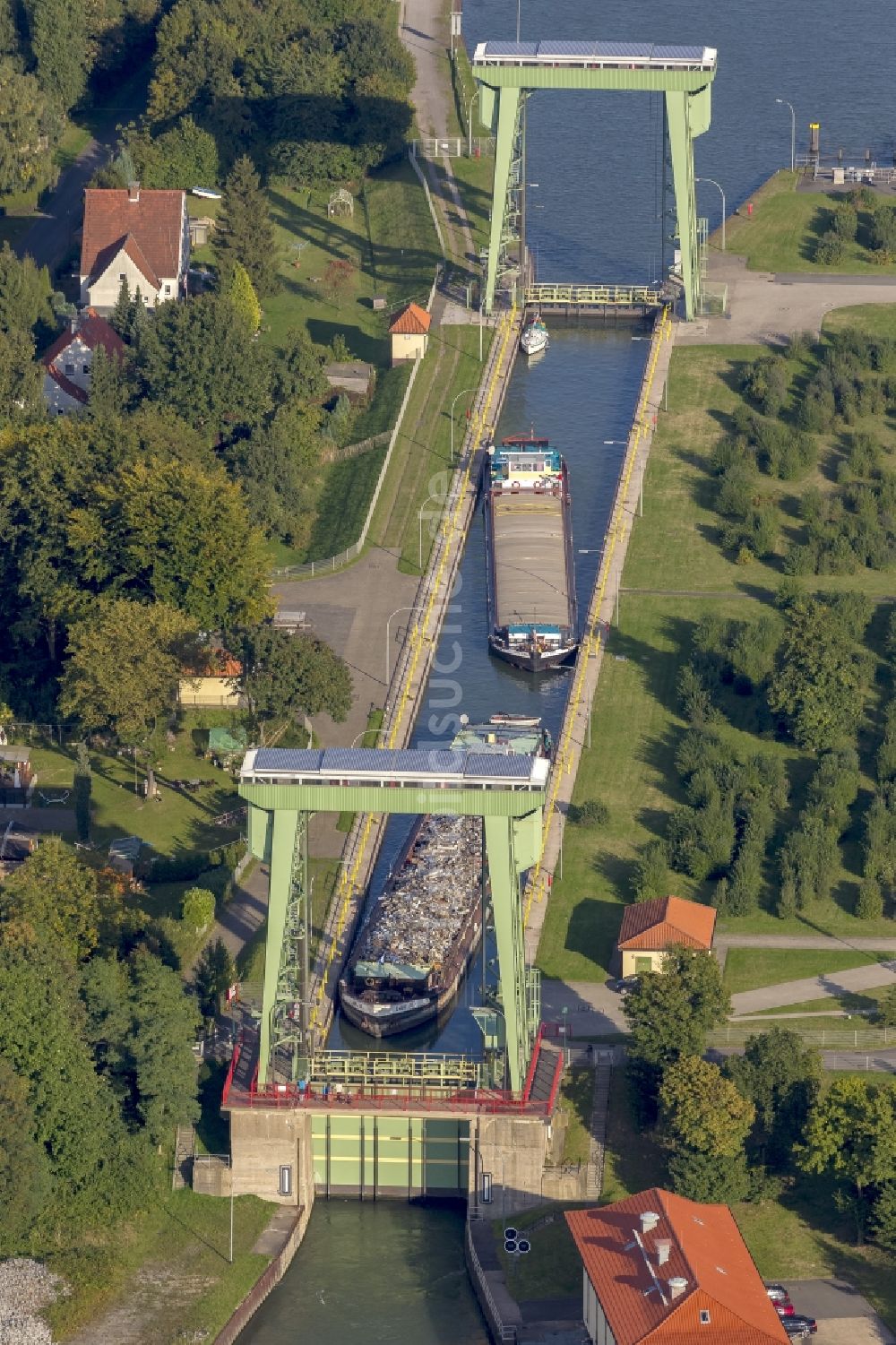 Luftbild Dorsten - Schleuse am Wesel-Datteln-Kanal bei Dorsten im Ruhrgebiet in Nordrhein-Westfalen