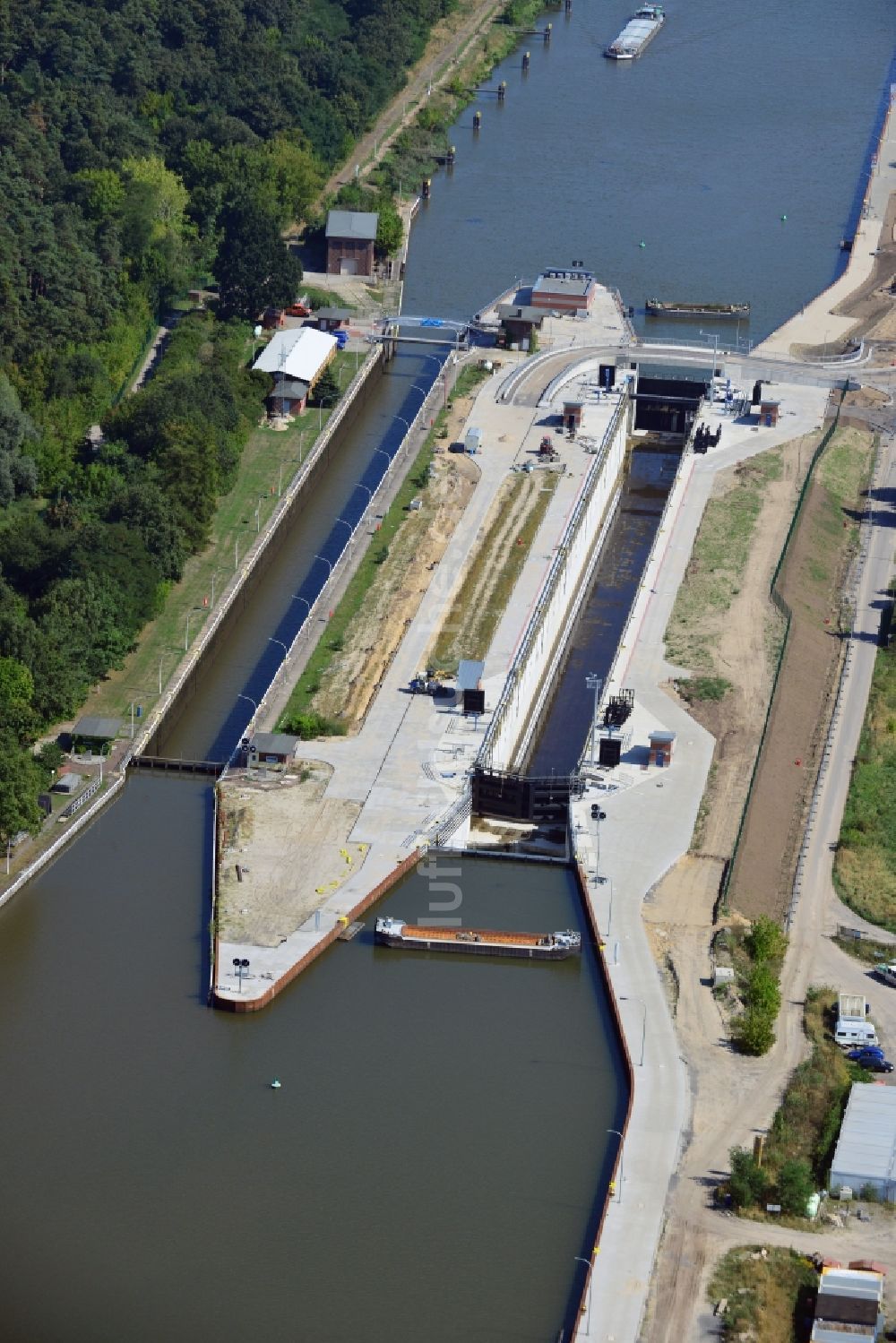 Wusterwitz von oben - Schleuse Wusterwitz im Bundesland Brandenburg