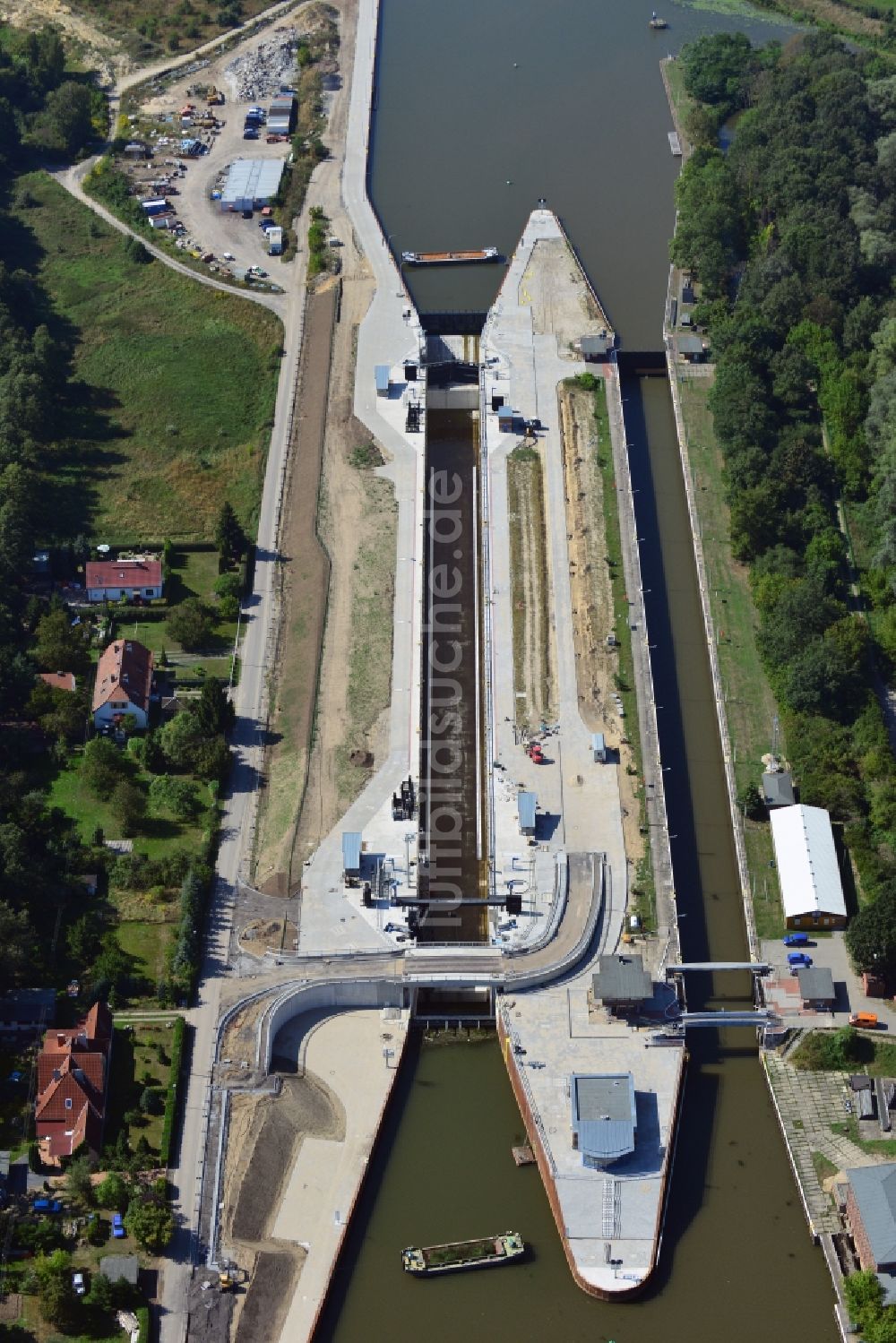 Wusterwitz von oben - Schleuse Wusterwitz im Bundesland Brandenburg