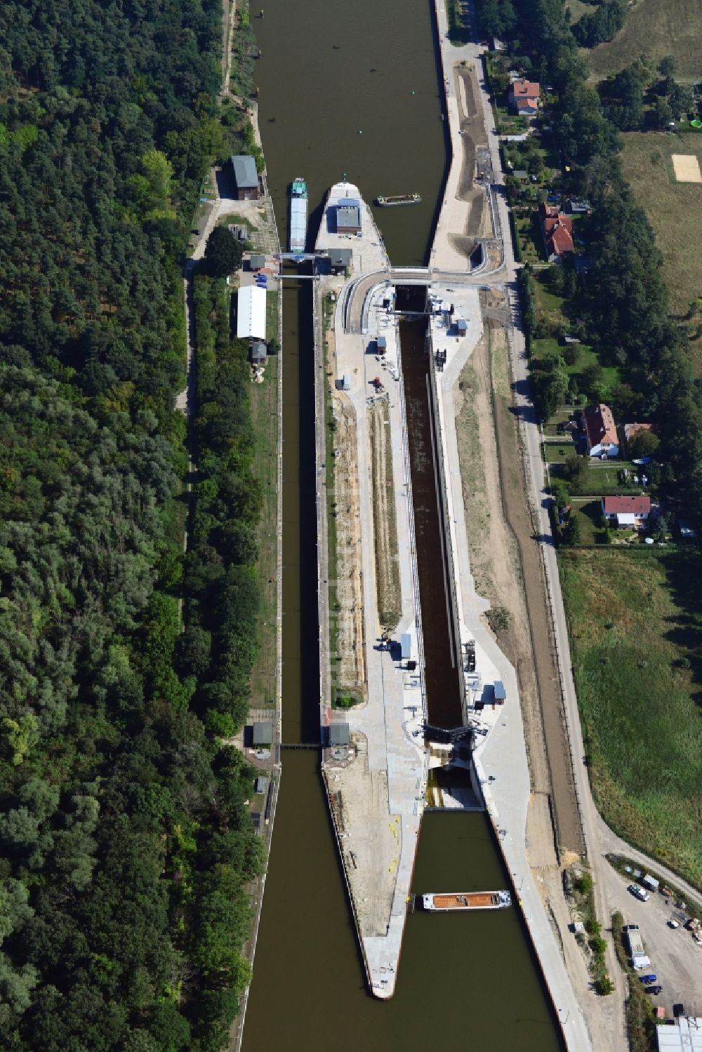 Wusterwitz von oben - Schleuse Wusterwitz im Bundesland Brandenburg