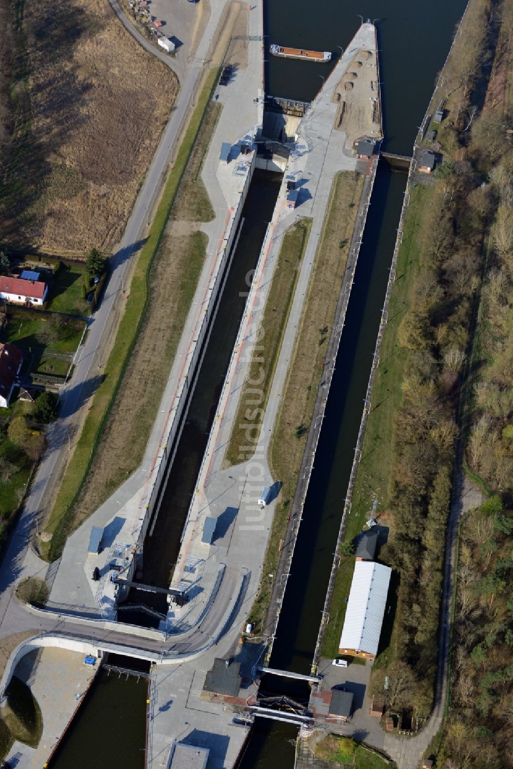 Wusterwitz von oben - Schleuse Wusterwitz im Bundesland Brandenburg