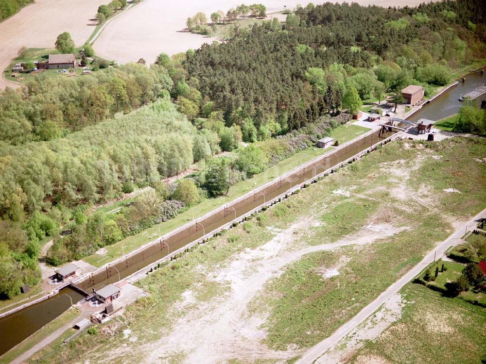 Wusterwitz / Brandenburg von oben - Schleuse Wusterwitz am Elbe-Havel-Kanal