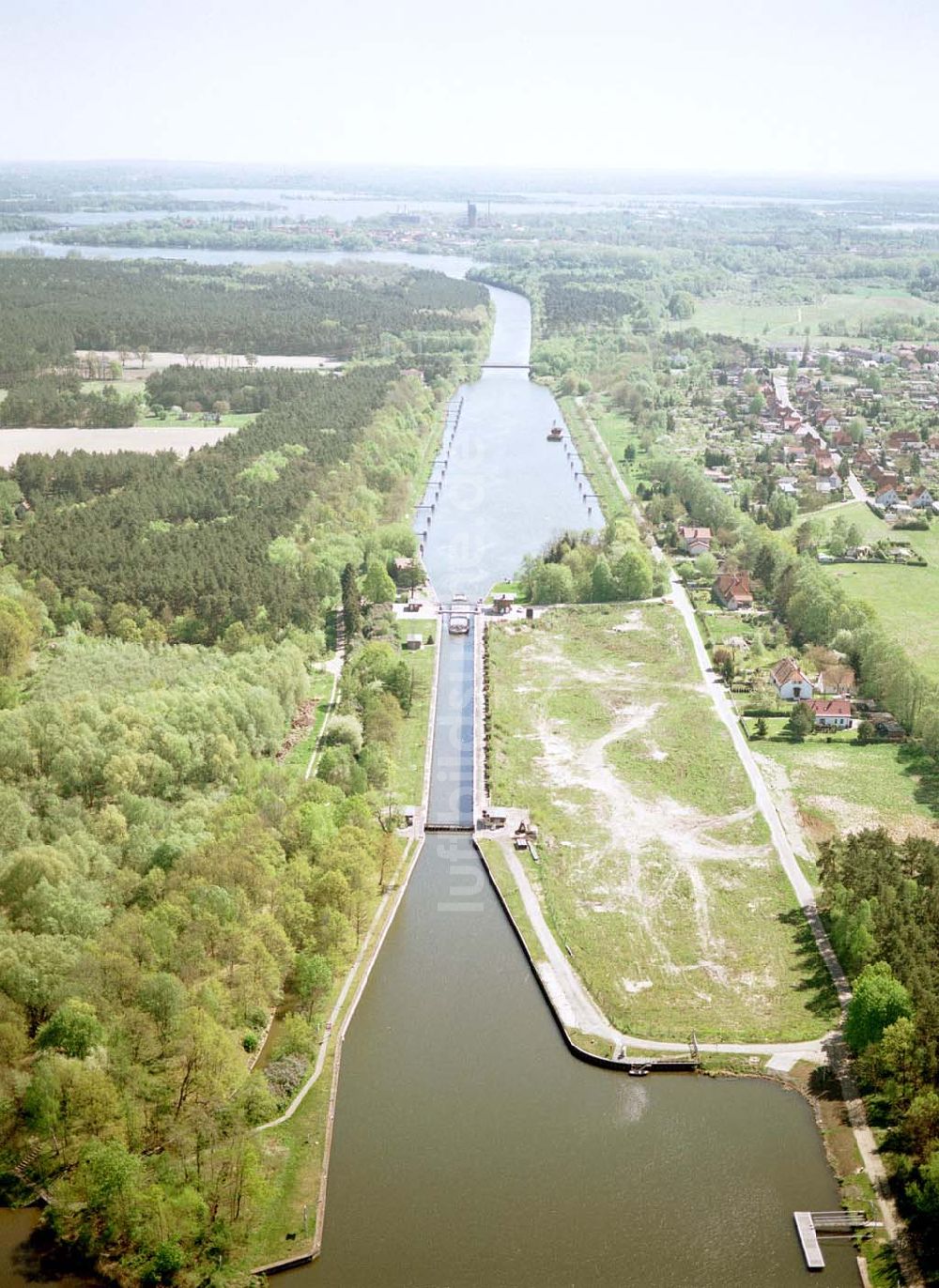 Wusterwitz / Brandenburg aus der Vogelperspektive: Schleuse Wusterwitz am Elbe-Havel-Kanal