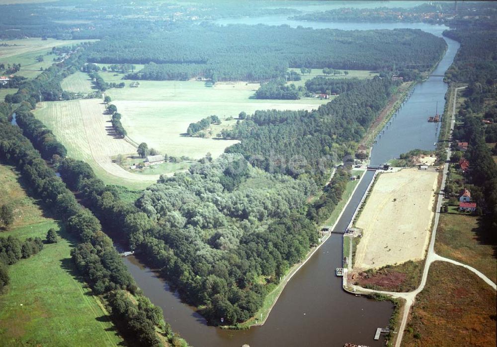 Wusterwitz von oben - Schleuse Wusterwitz des Elbe-Havel-Kanals