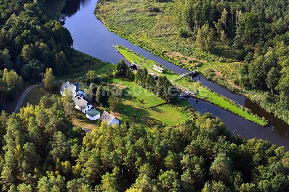 Luftbild Röddelin - Schleusenanlagen Schleuse Schorfheide in Röddelin im Bundesland Brandenburg, Deutschland