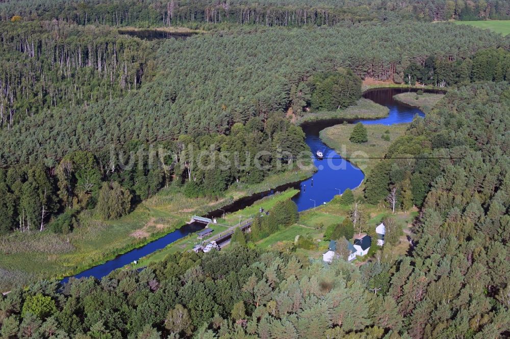 Luftaufnahme Röddelin - Schleusenanlagen Schleuse Schorfheide in Röddelin im Bundesland Brandenburg, Deutschland