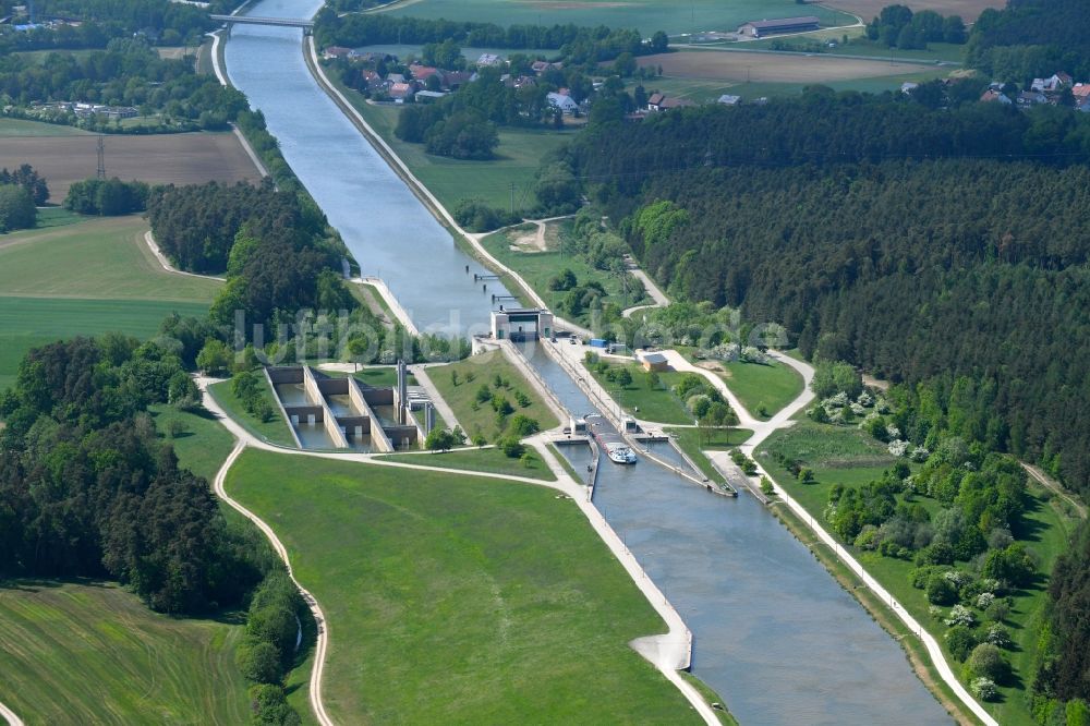 Luftbild Hilpoltstein - Schleusenanlagen am Ufer der Wasserstraße Main-Donau-Kanal in Hilpoltstein im Bundesland Bayern, Deutschland