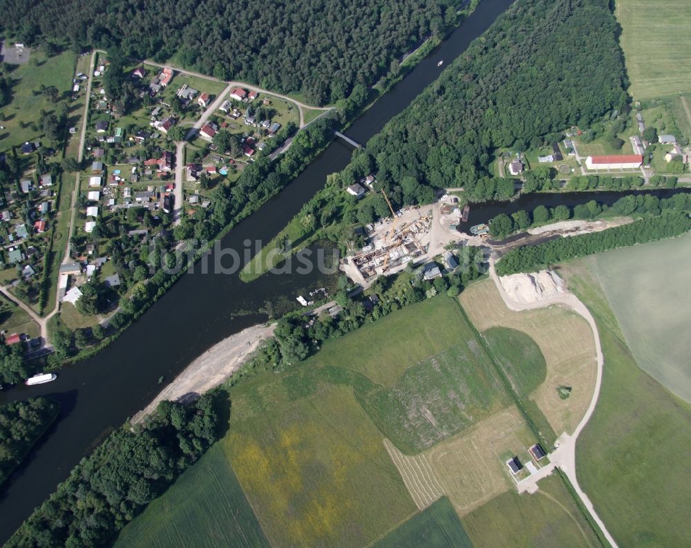 Wandlitz aus der Vogelperspektive: Schleusenbau am Oder-Havel-Kanal bei Zerpenschleuse im Bundesland Brandenburg