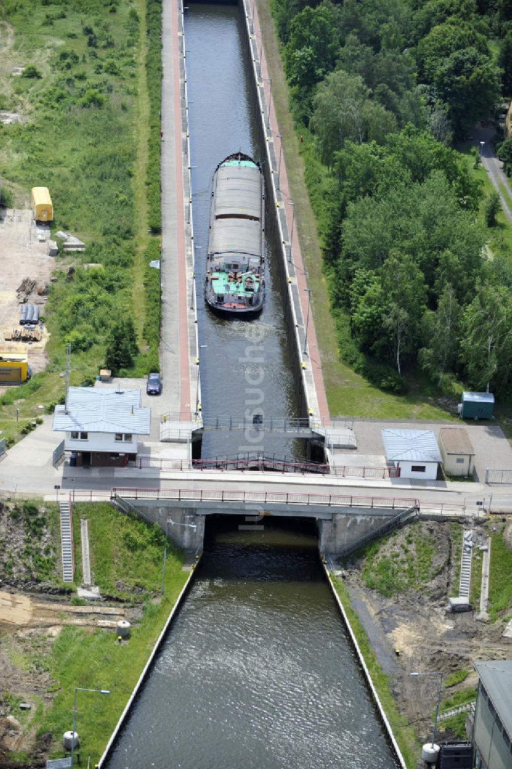 Luftbild Zerben - Schleusenbrücke Zerben