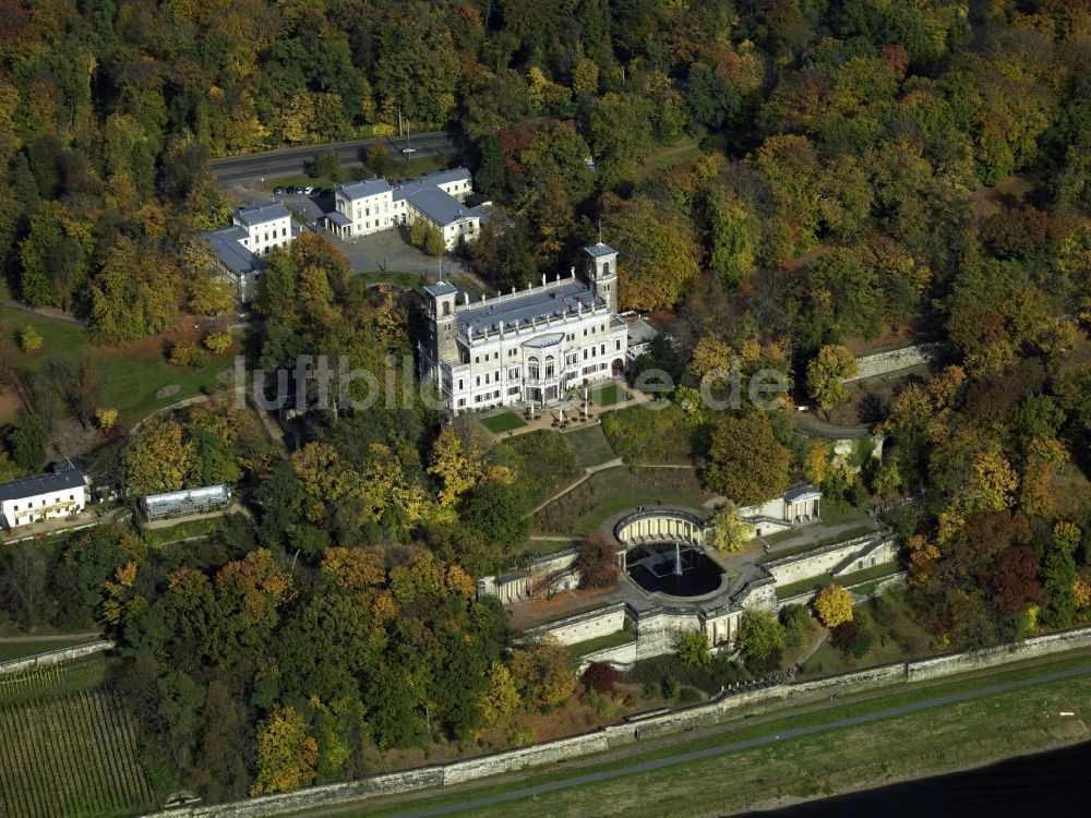 Dresden von oben - Schloss Albrechtsberg in Dresden im Bundesland Sachsen