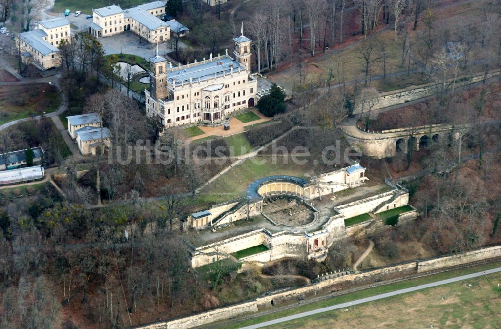 Dresden von oben - Schloss Albrechtsberg in Dresden im Bundesland Sachsen