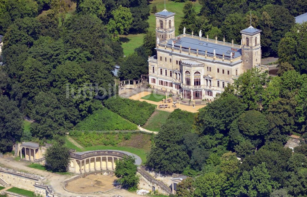 Dresden aus der Vogelperspektive: Schloss Albrechtsberg am Ufer der Elbe in Dresden im Bundesland Sachsen