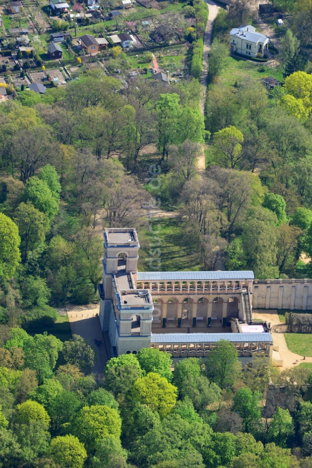 Luftaufnahme Potsdam - Schloß Belvedere auf dem Pfingstberg in Potsdam im Bundesland Brandenburg