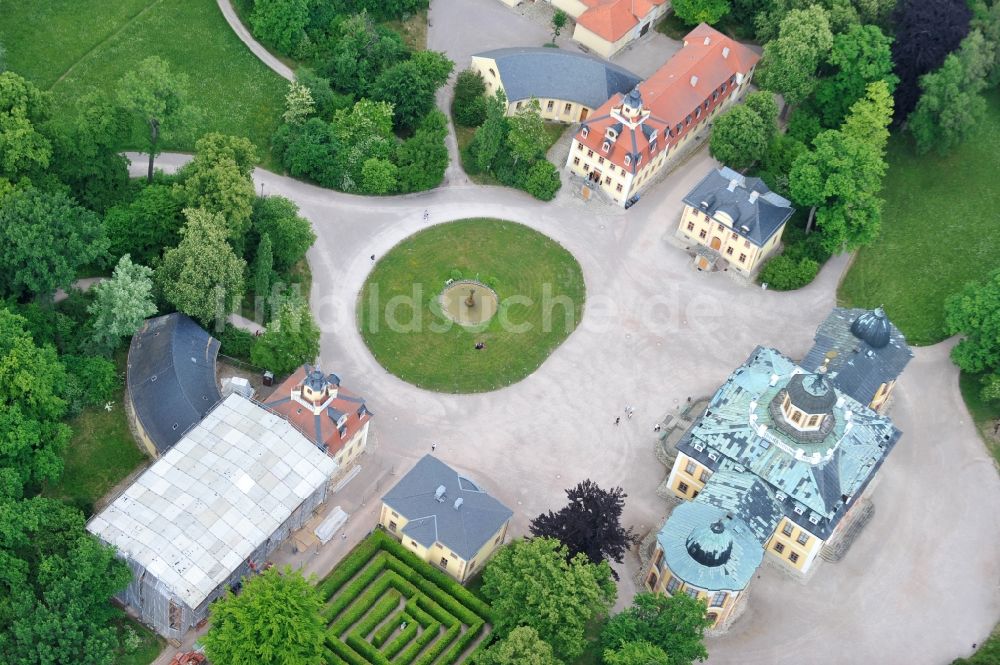 Weimar von oben - Schloss Belvedere südlich von Weimar in Thüringen