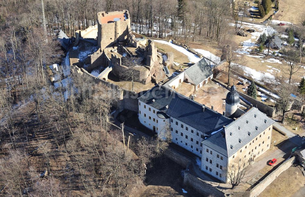 Luftaufnahme Frauenstein - Schloss und Burg Frauenstein im Erzgebirge