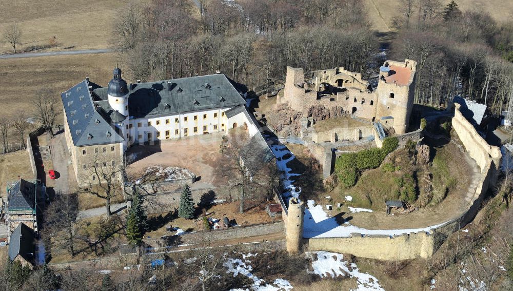 Luftaufnahme Frauenstein - Schloss und Burg Frauenstein im Erzgebirge