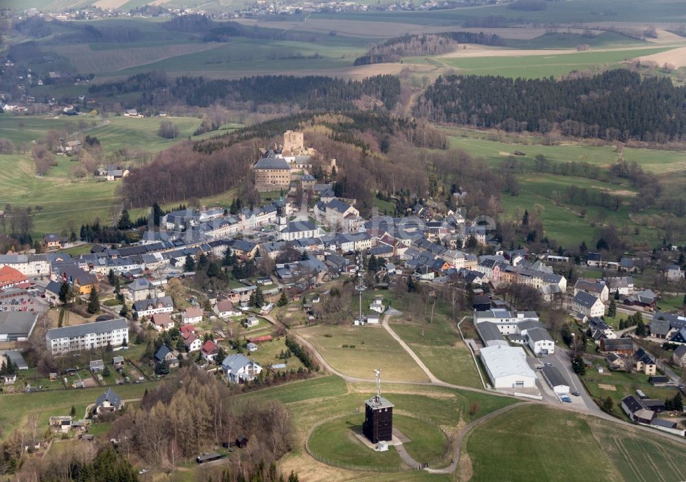 Luftaufnahme Frauenstein - Schloss und Burg Frauenstein im Erzgebirge in Sachsen