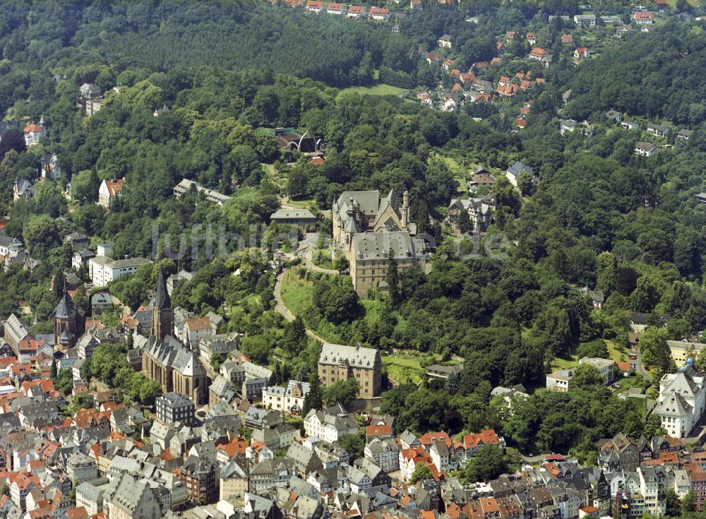 Marburg von oben - Schloss und Burg Marburg