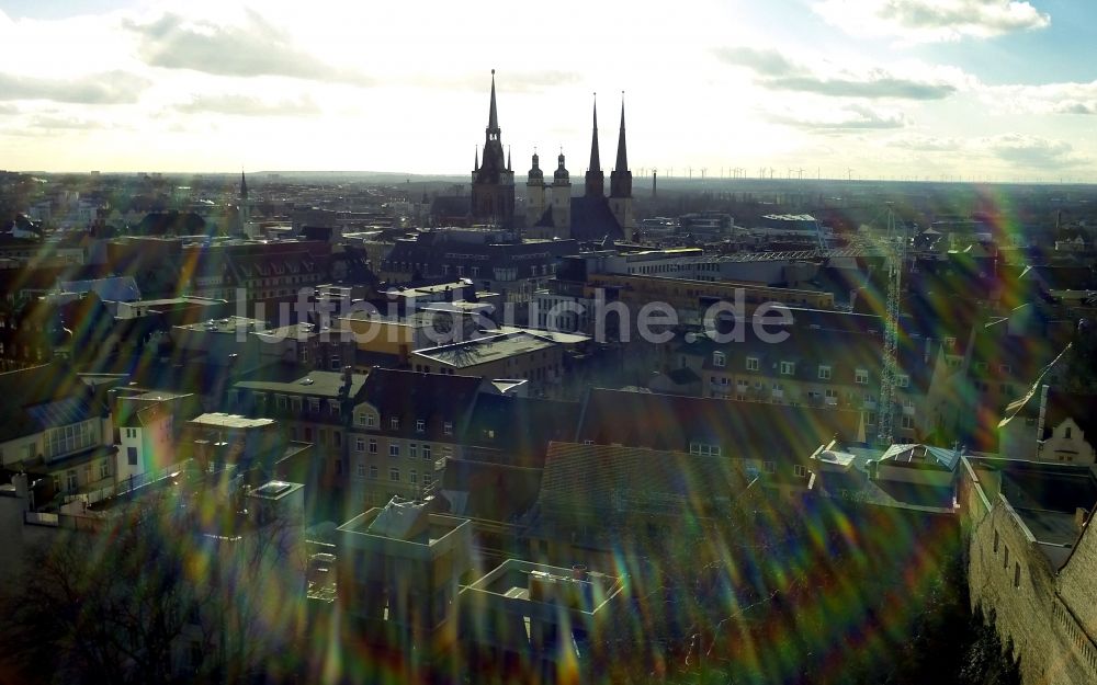 Luftaufnahme Merseburg - Schloß mit dem Dom St. Johannes d. T. und Laurentius , einem Bauwerk der mit Strasse der Romanik in Merseburg im Bundesland Sachsen-Anhalt