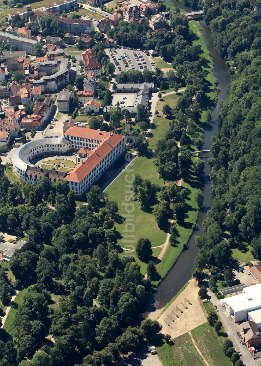 Luftaufnahme Meiningen - Schloss Elisabethenburg in Meiningen im Bundesland Thüringen