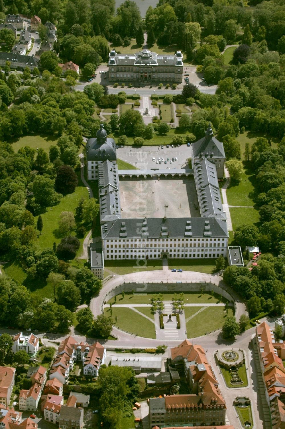 Gotha von oben - Schloss Friedenstein in Gotha im Bundesland Thüringen