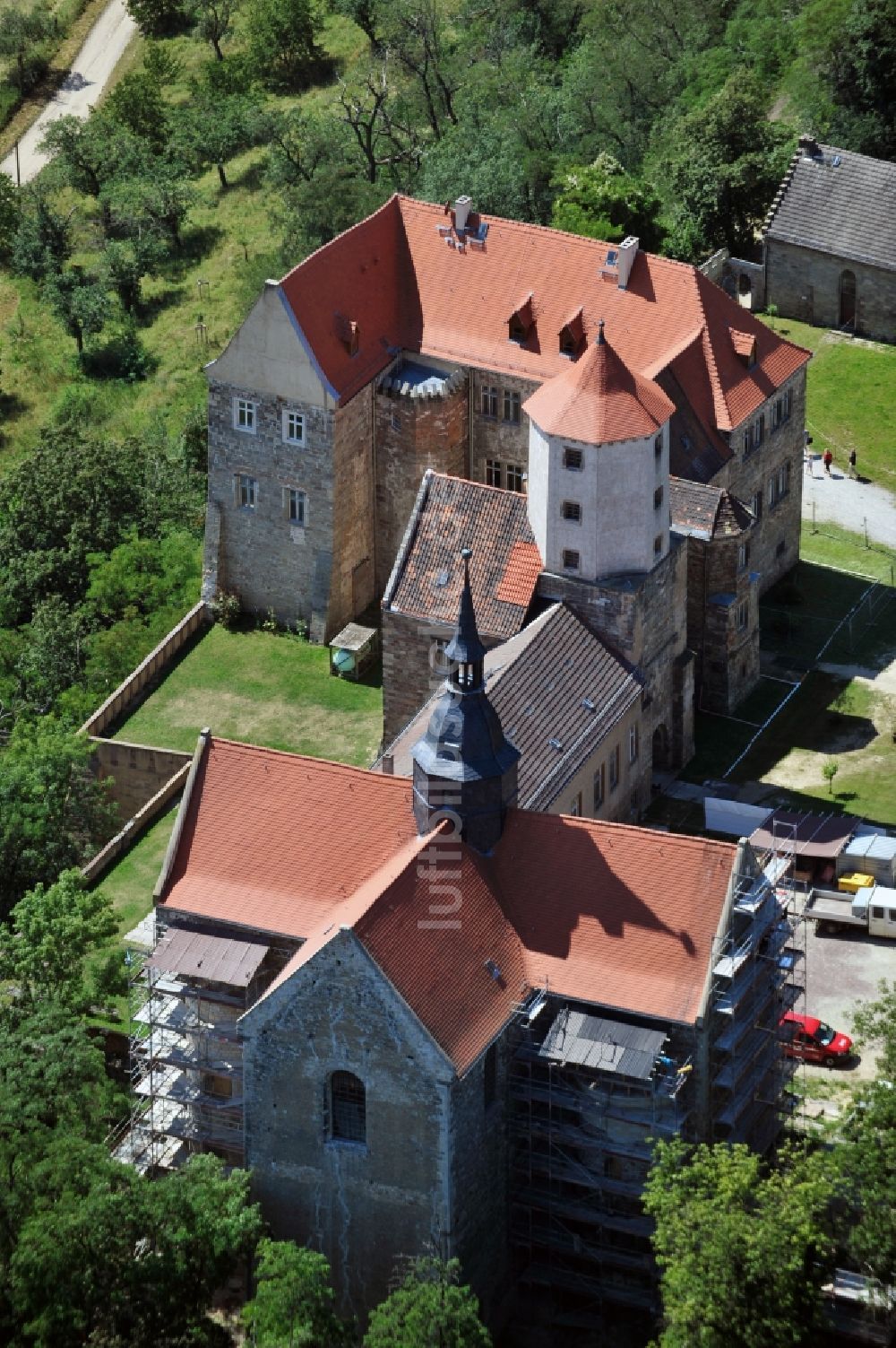 Luftbild Goseck - Schloß Goseck in Goseck im Burgenlandkreis im Bundesland Sachsen-Anhalt