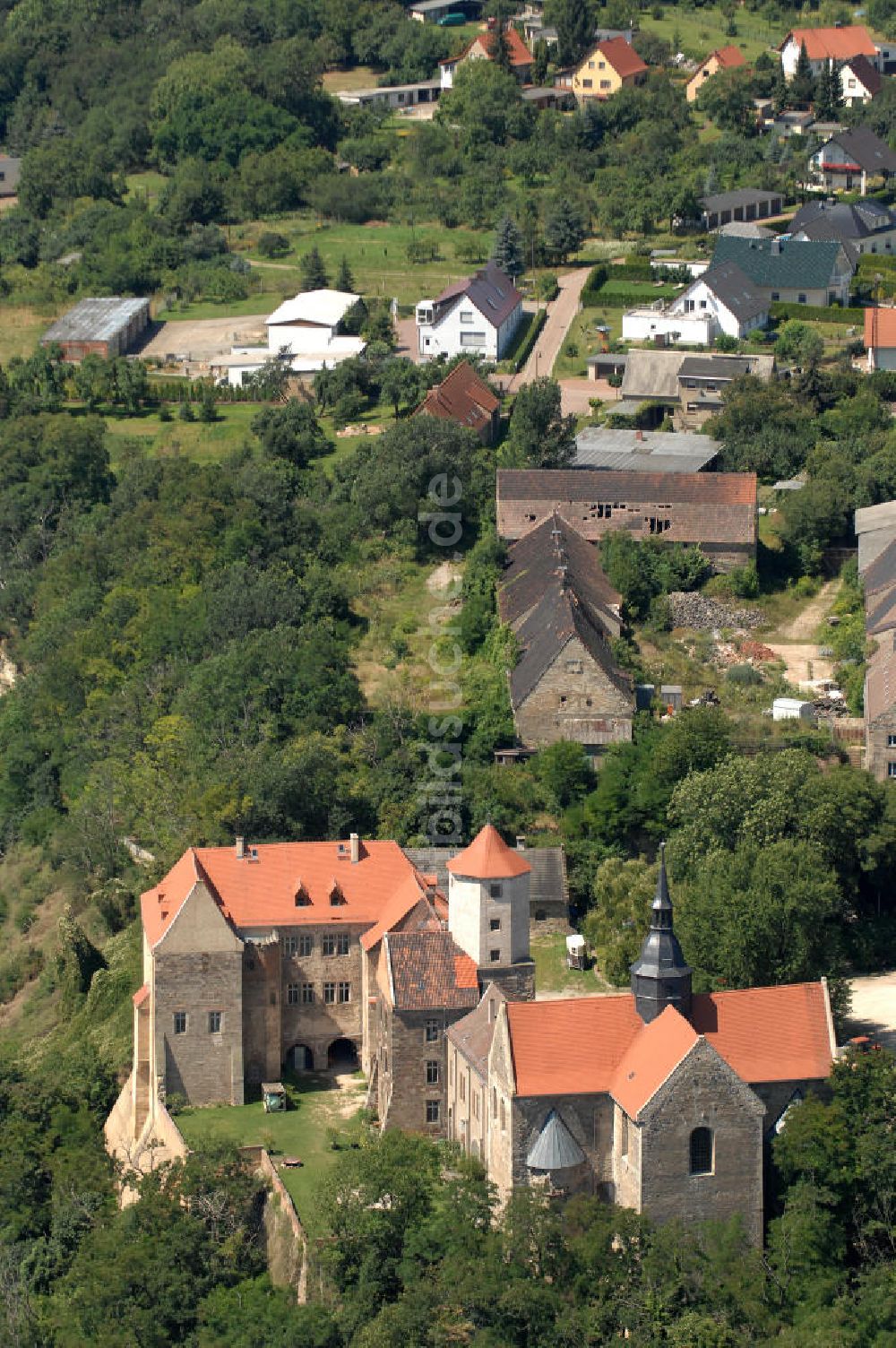 Goseck von oben - Schloss Goseck in Sachsen-Anhalt