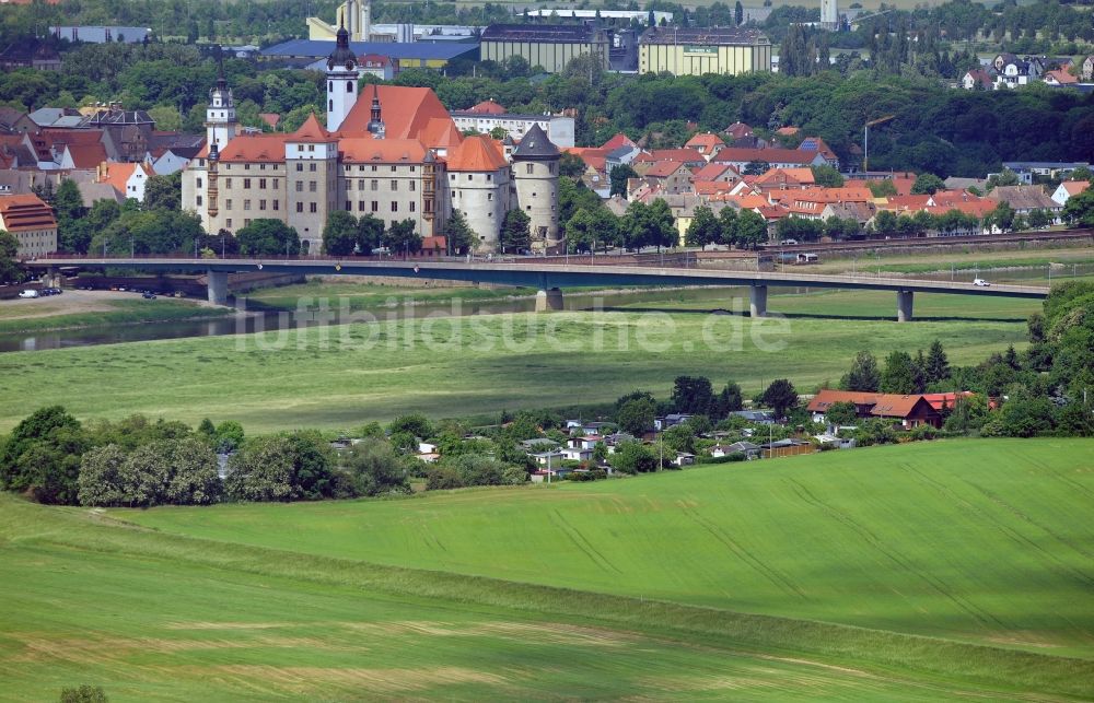 Torgau von oben - Schloss Hartenfels in Torgau an der Elbe